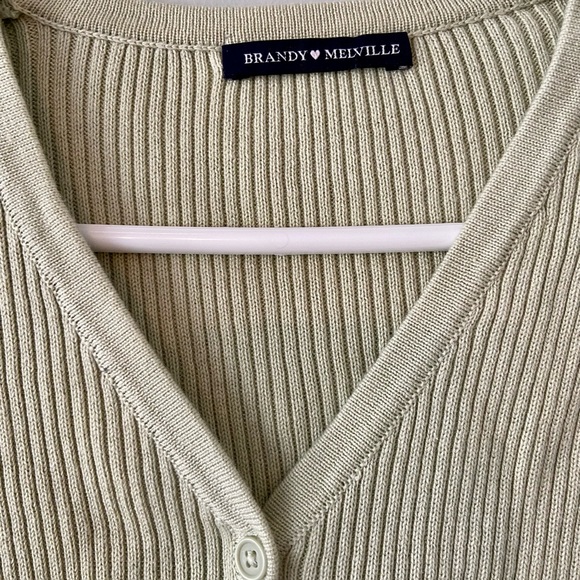 Brandy Melville sage/light green Shannon ribbed knit button up cardigan - Picture 3 of 5